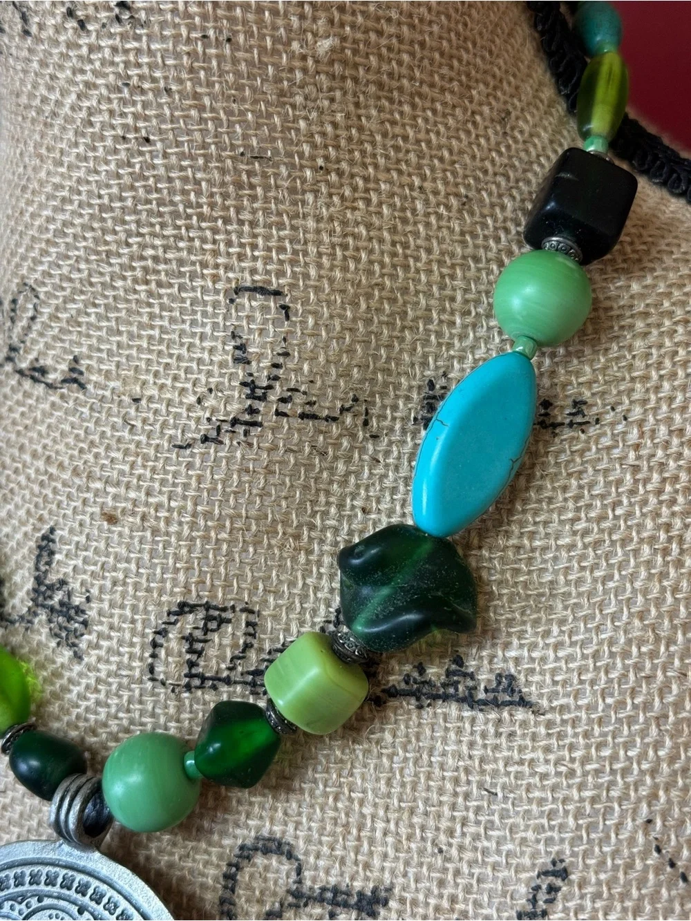 Women’s Beaded Metal Pendant Necklace | #B19